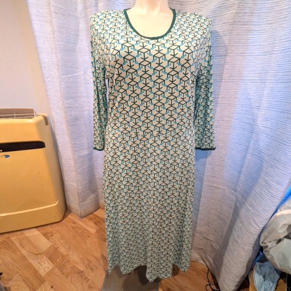 Svada Blockchain Teal Patterned Women's Dress - 2X - Picture 1 of 8